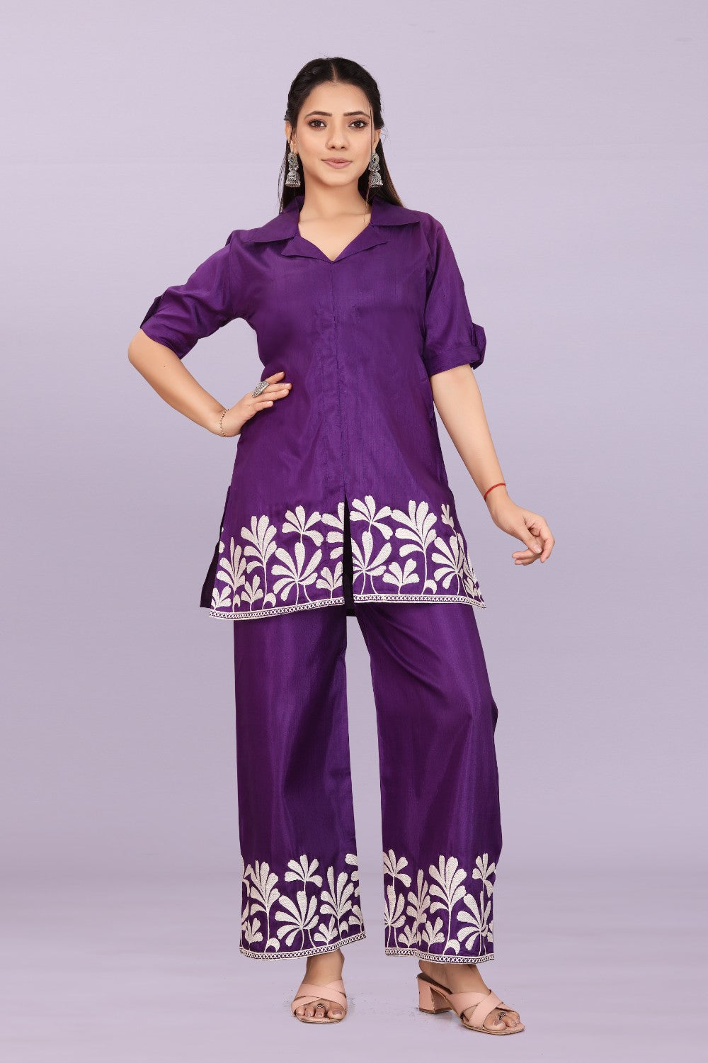 Women’s Premium Embroidered Co-Ord Set with Palazzo Pants | Ethnic Party Wear for Women