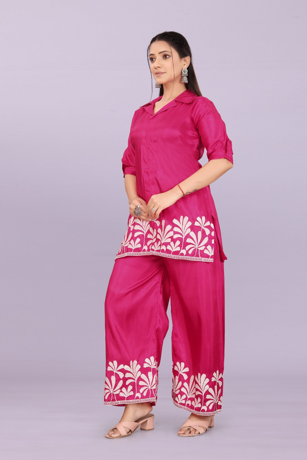 Women’s Premium Embroidered Co-Ord Set with Palazzo Pants | Ethnic Party Wear for Women