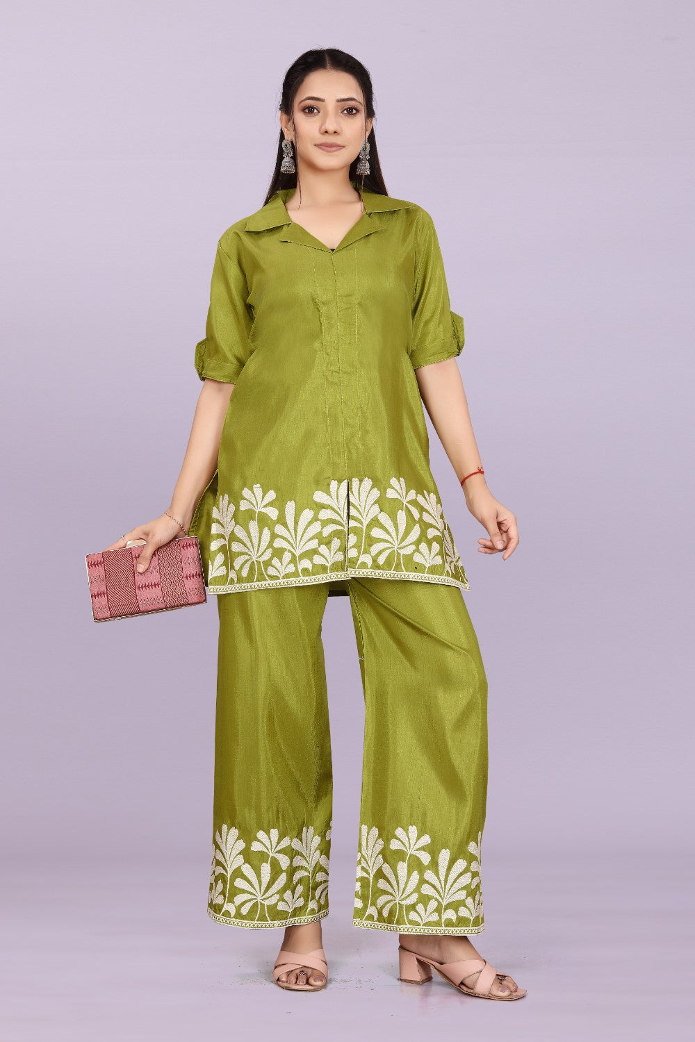 Women’s Premium Embroidered Co-Ord Set with Palazzo Pants | Ethnic Party Wear for Women