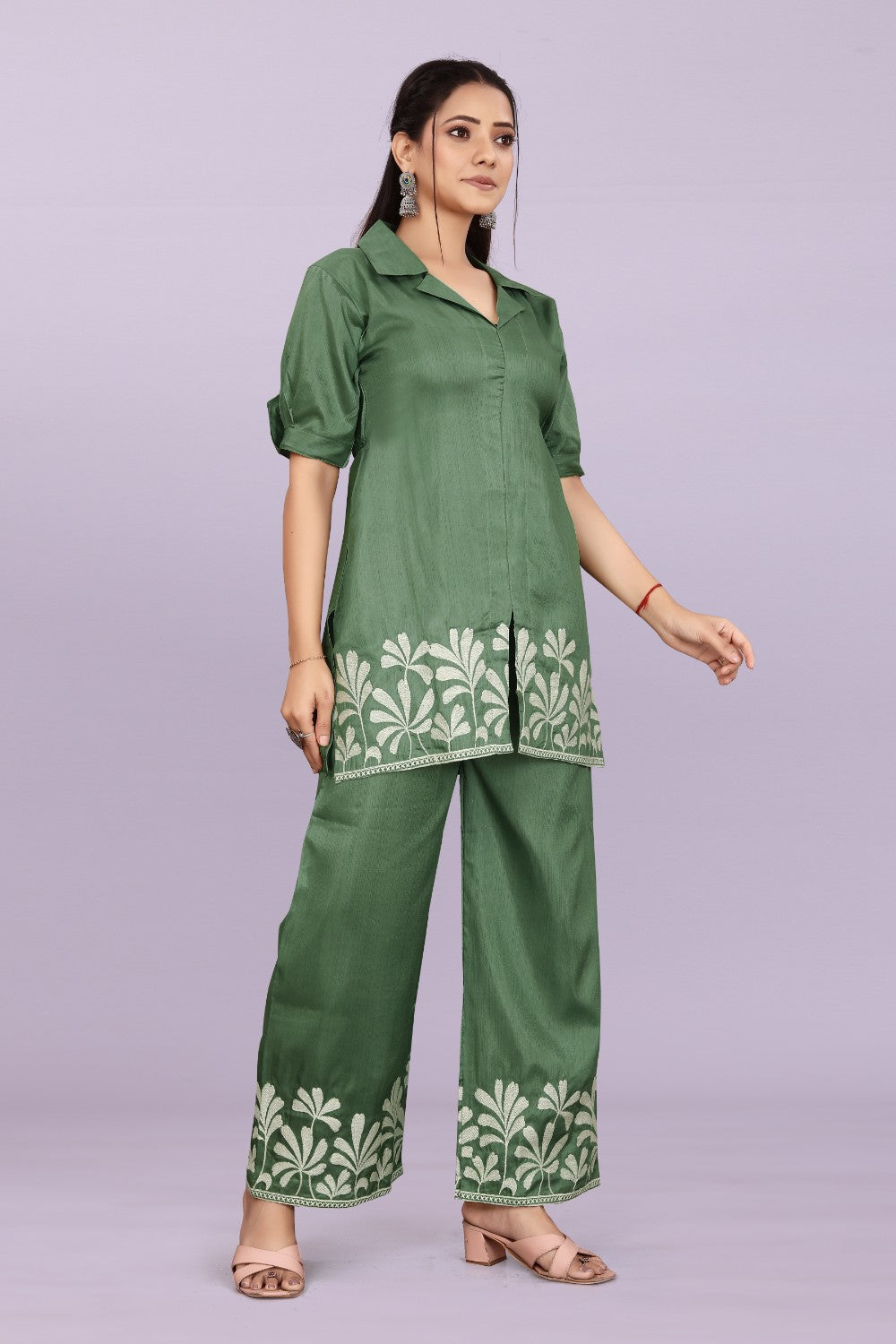Women’s Premium Embroidered Co-Ord Set with Palazzo Pants | Ethnic Party Wear for Women