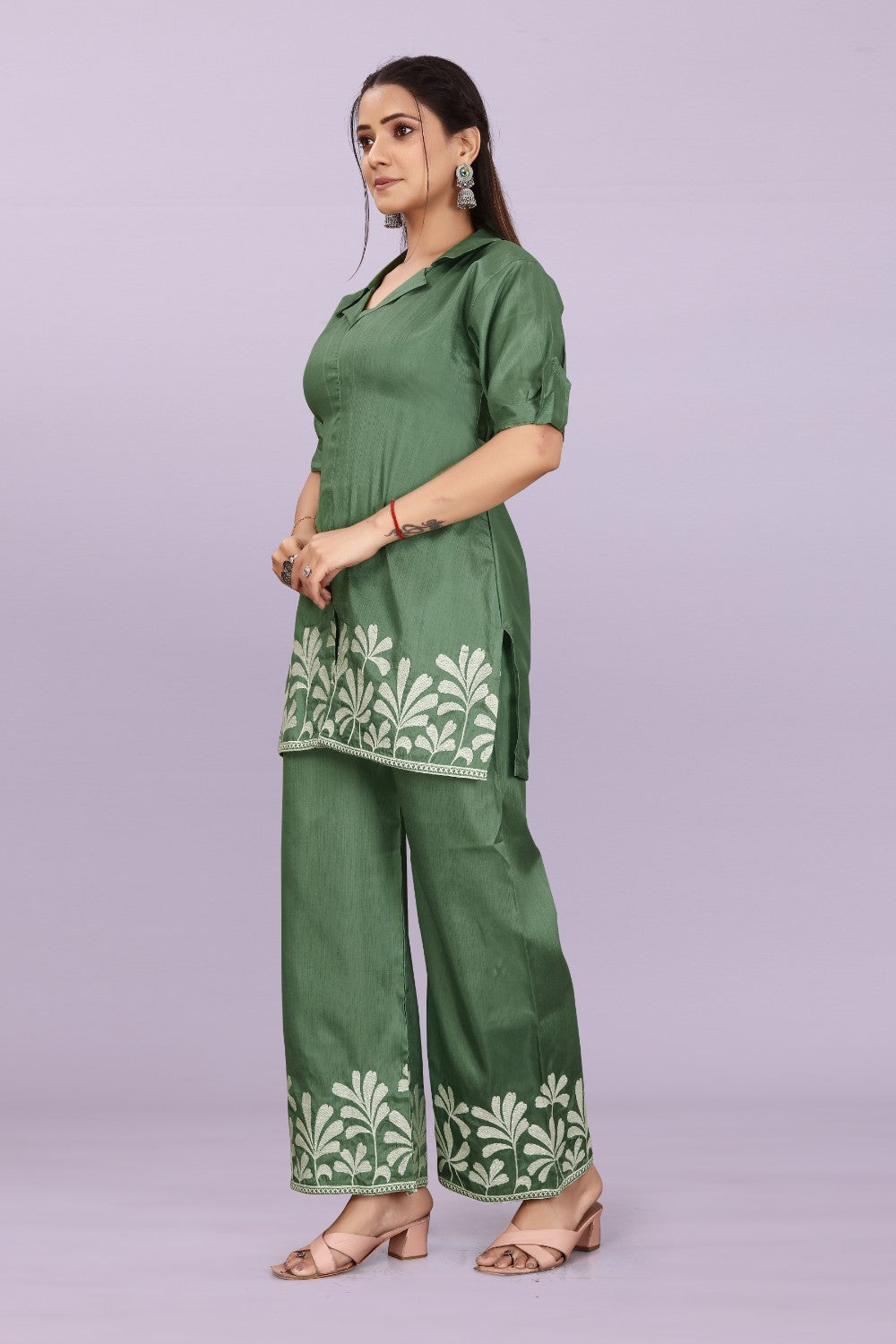 Women’s Premium Embroidered Co-Ord Set with Palazzo Pants | Ethnic Party Wear for Women