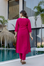 Magenta Kurta Set with Floral Dupatta – Festive Salwar Suit for Women