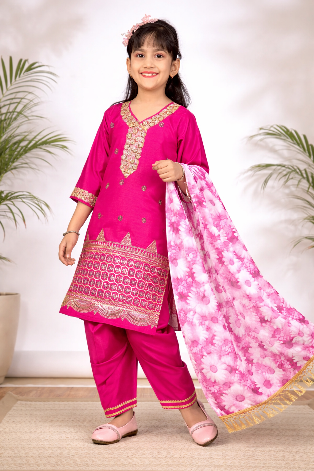 Girls Kurta Patiala Set with Dupatta – Designer Ethnic Wear for Kids Festive, Wedding & Party Outfit