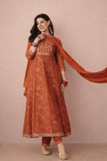 Rust Orange Kurta Set for Women with Dupatta – Festive Ethnic Wear