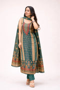 Green Printed Kurta Set with Dupatta – Casual & Festive Wear for Women