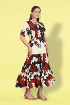 Women Printed Flared Maxi Dress | Stylish Casual & Party Wear Long Dress