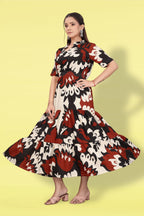 Women Printed Flared Maxi Dress | Stylish Casual & Party Wear Long Dress