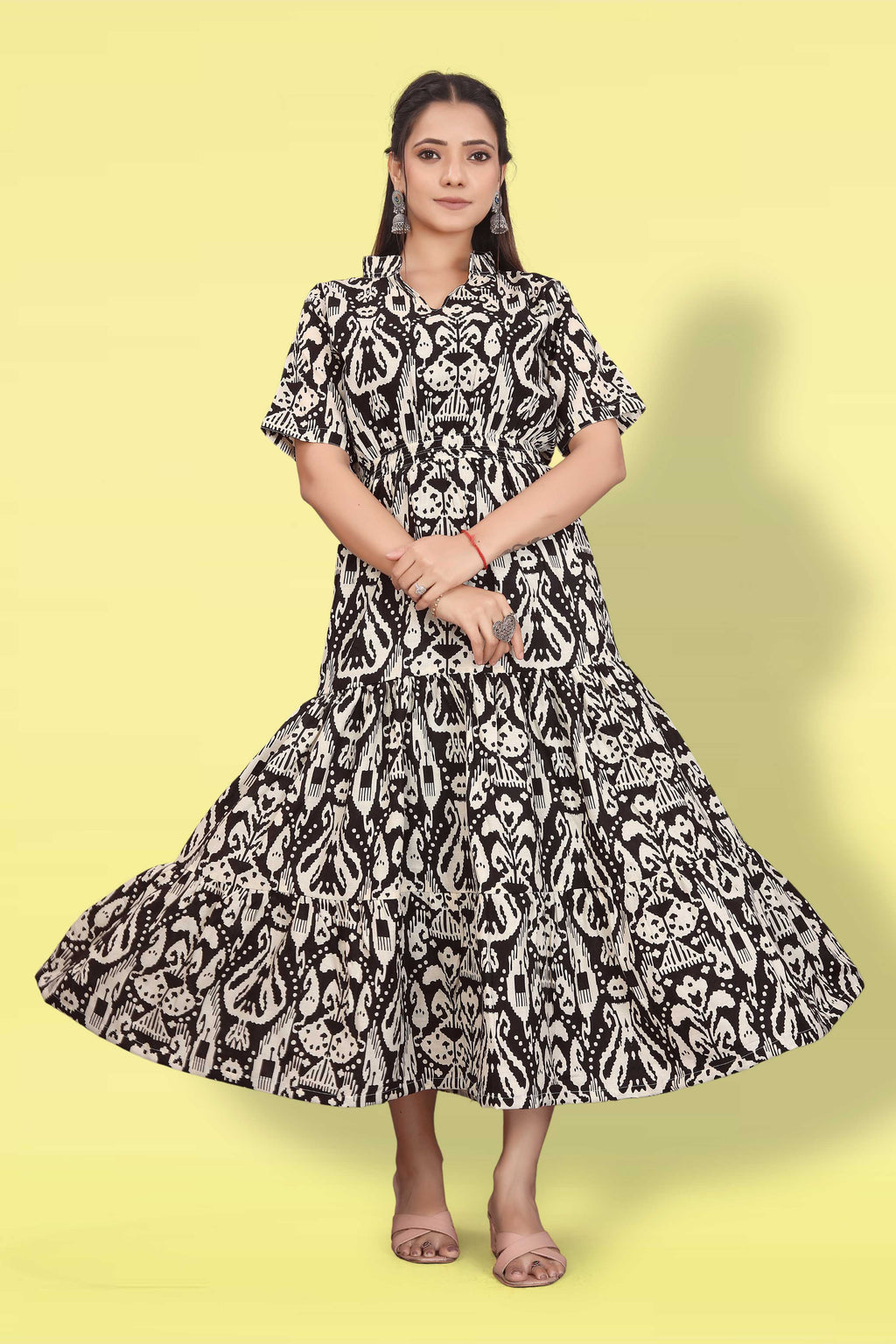 Women Printed Flared Maxi Dress | Stylish Casual & Party Wear Long Dress