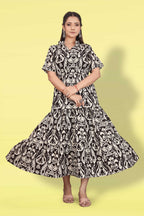 Women Printed Flared Maxi Dress | Stylish Casual & Party Wear Long Dress