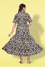 Women Printed Flared Maxi Dress | Stylish Casual & Party Wear Long Dress