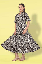 Women Printed Flared Maxi Dress | Stylish Casual & Party Wear Long Dress