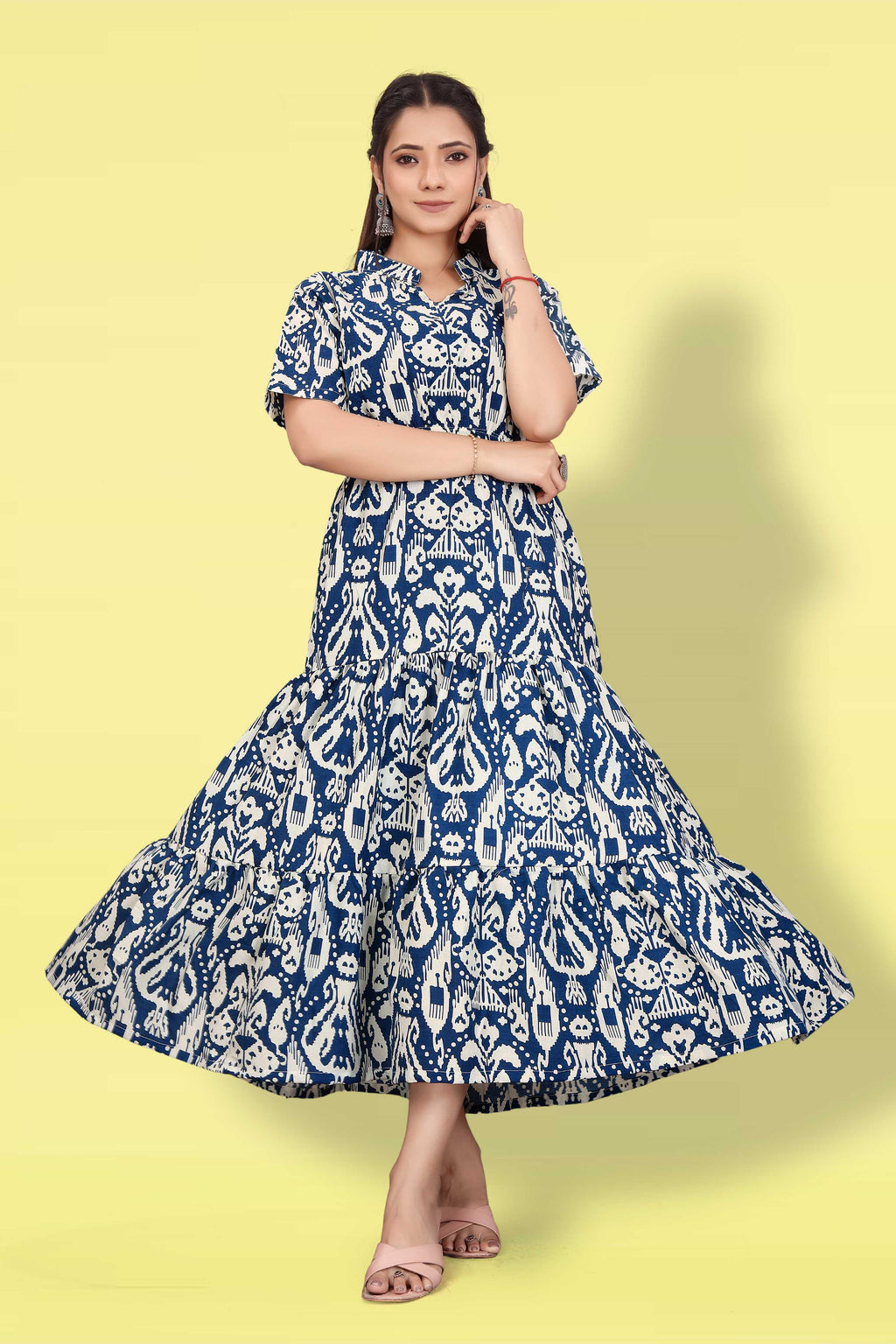 Women Printed Flared Maxi Dress | Stylish Casual & Party Wear Long Dress