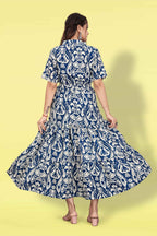 Women Printed Flared Maxi Dress | Stylish Casual & Party Wear Long Dress