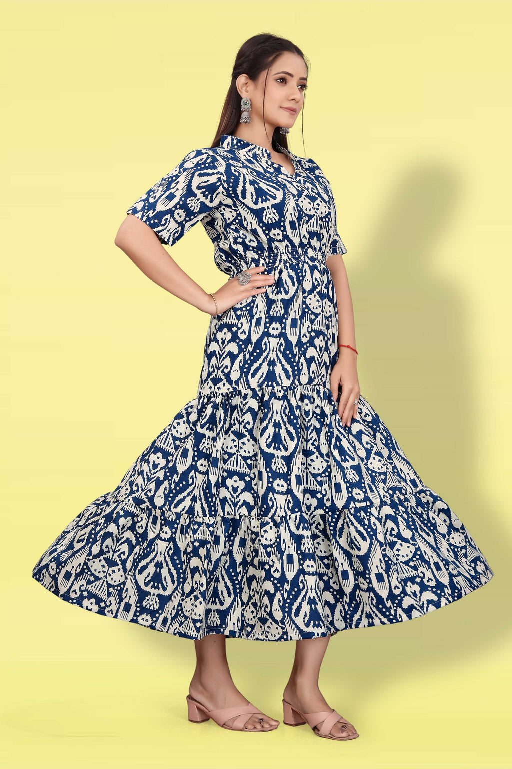Women Printed Flared Maxi Dress | Stylish Casual & Party Wear Long Dress