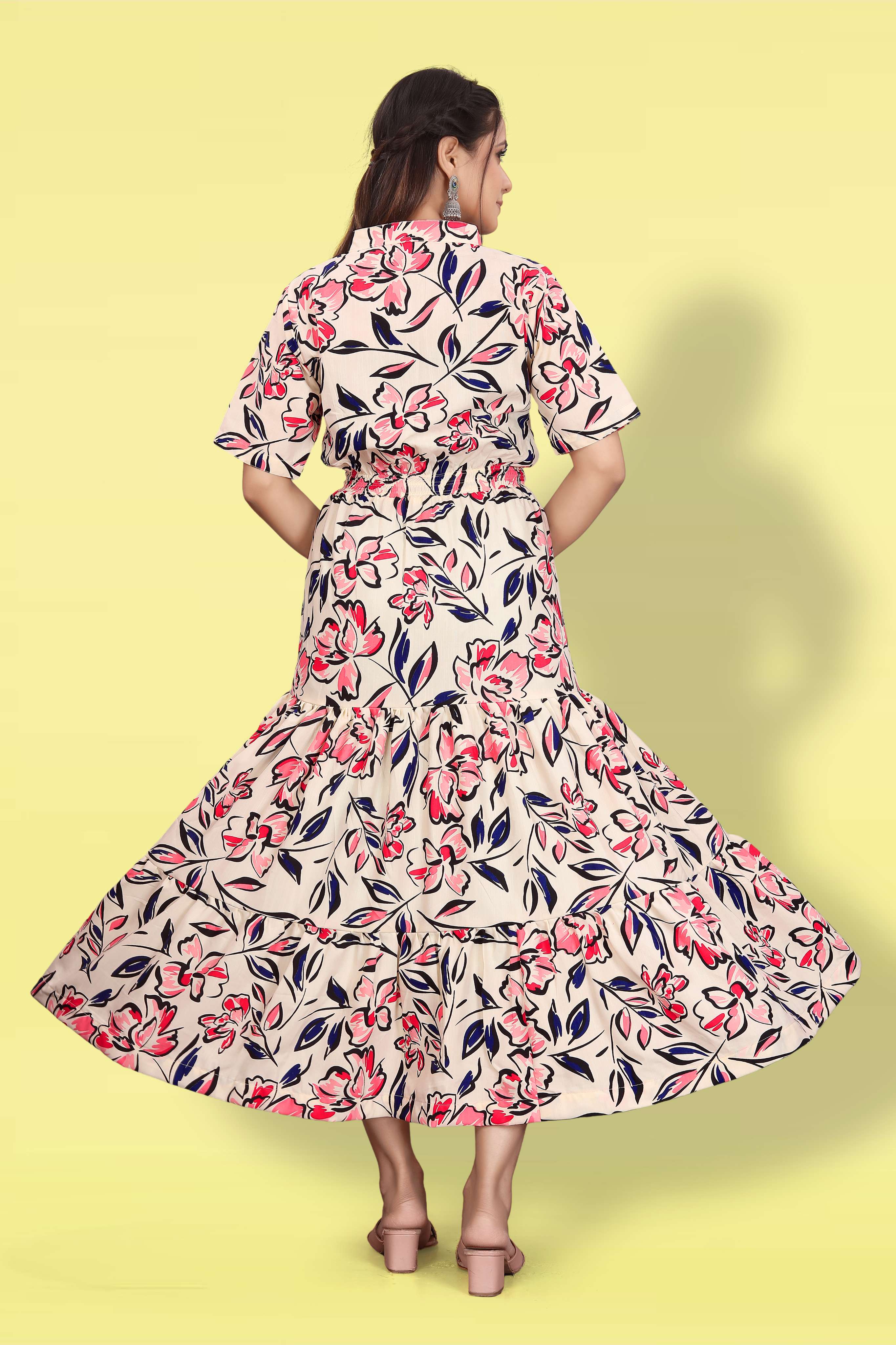 Women Printed Flared Maxi Dress | Stylish Casual & Party Wear Long Dress