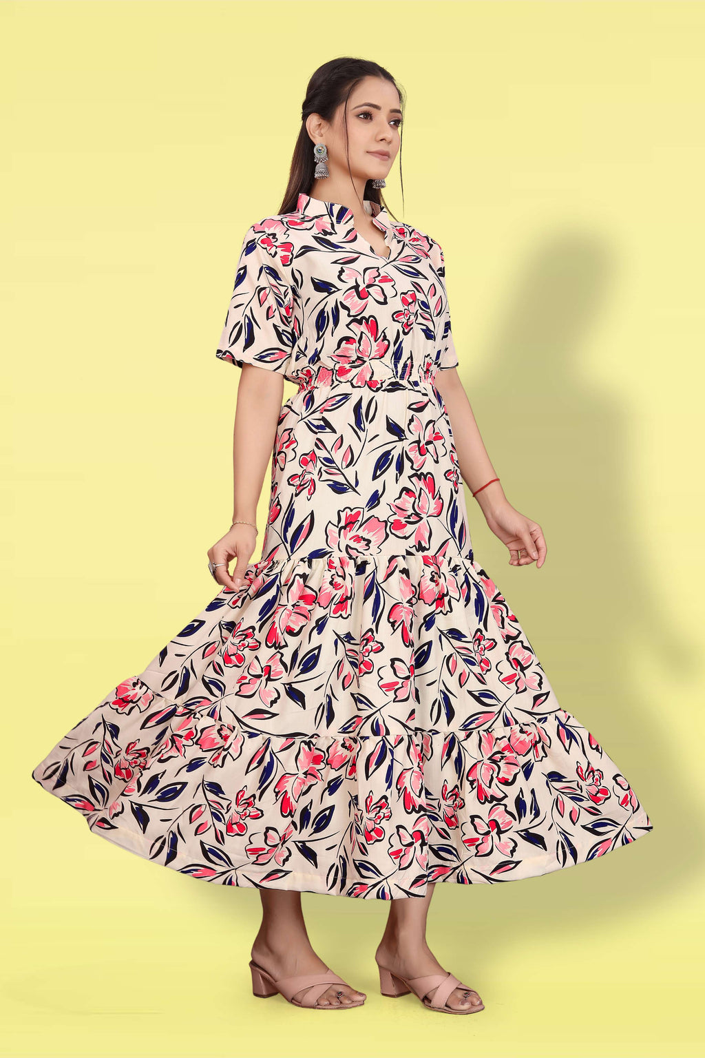 Women Printed Flared Maxi Dress | Stylish Casual & Party Wear Long Dress