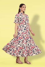 Women Printed Flared Maxi Dress | Stylish Casual & Party Wear Long Dress
