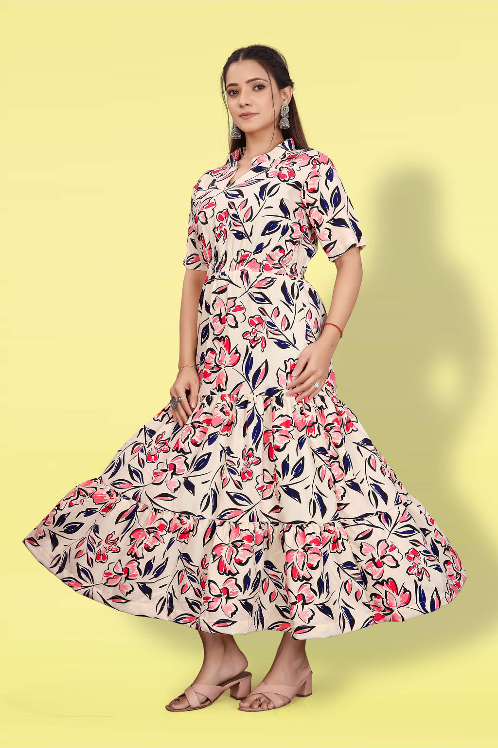 Women Printed Flared Maxi Dress | Stylish Casual & Party Wear Long Dress
