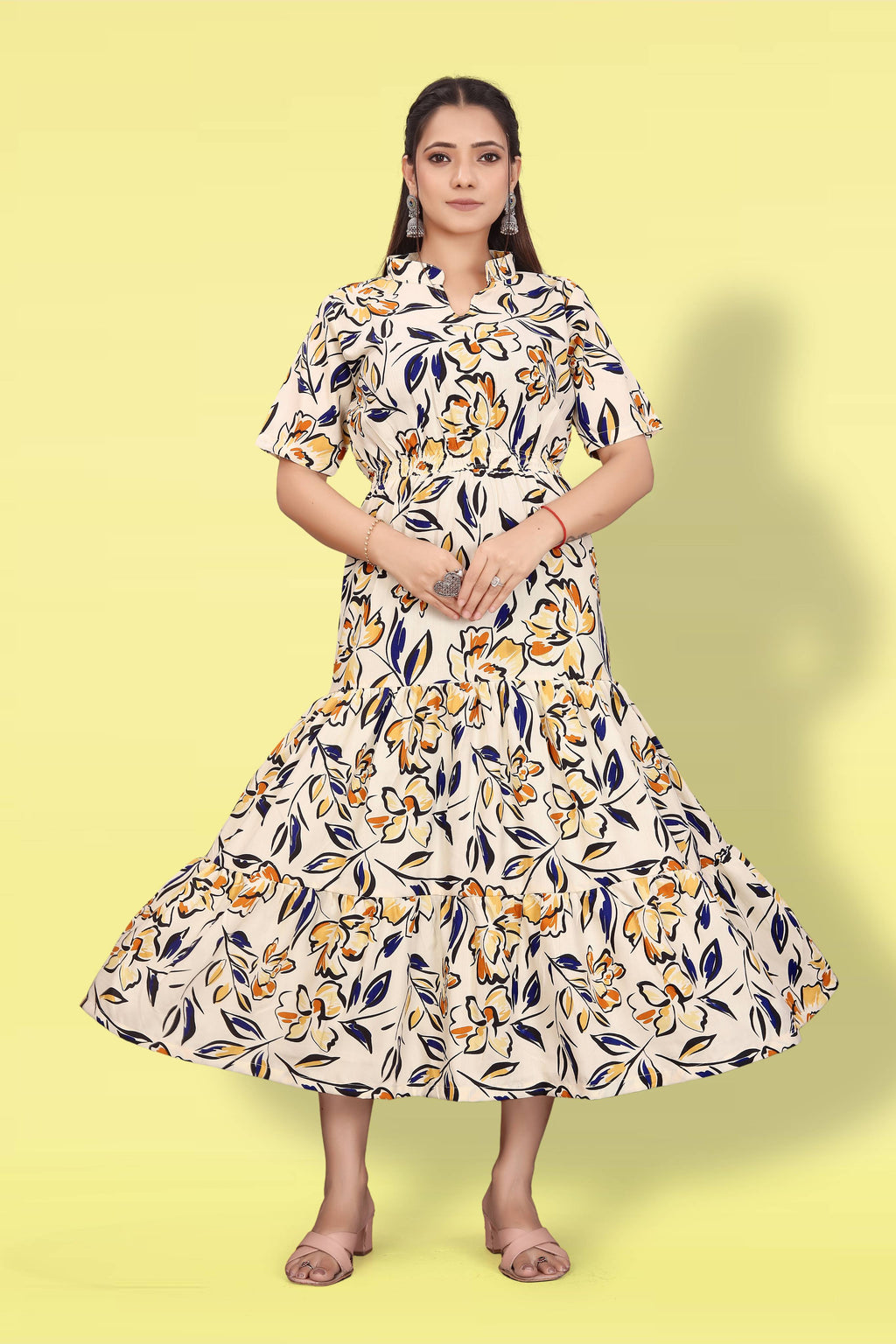 Women Printed Flared Maxi Dress | Stylish Casual & Party Wear Long Dress