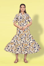 Women Printed Flared Maxi Dress | Stylish Casual & Party Wear Long Dress