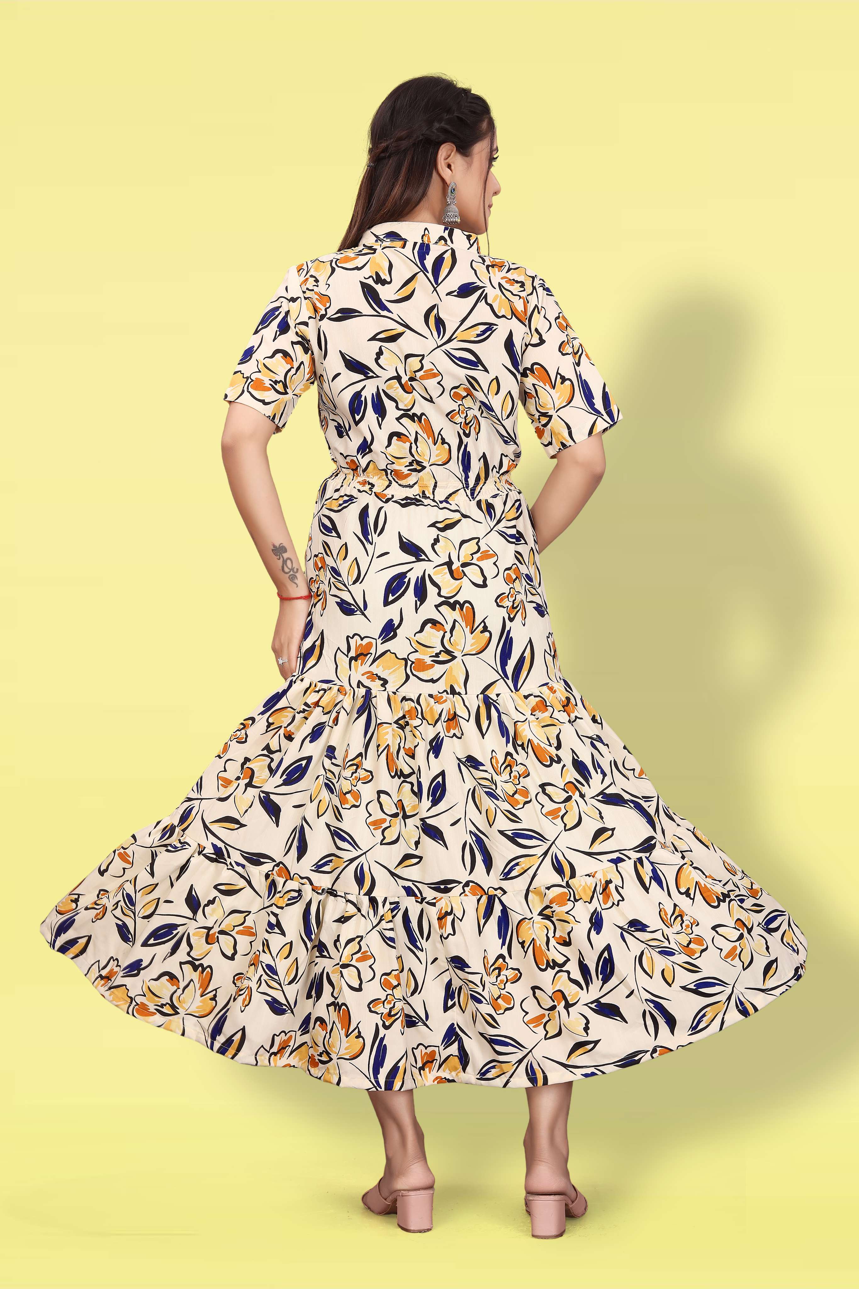 Women Printed Flared Maxi Dress | Stylish Casual & Party Wear Long Dress