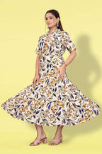 Women Printed Flared Maxi Dress | Stylish Casual & Party Wear Long Dress