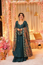 Teal Green Chanderi Kurta Sharara Set with Dupatta – Wedding & Festive Outfit