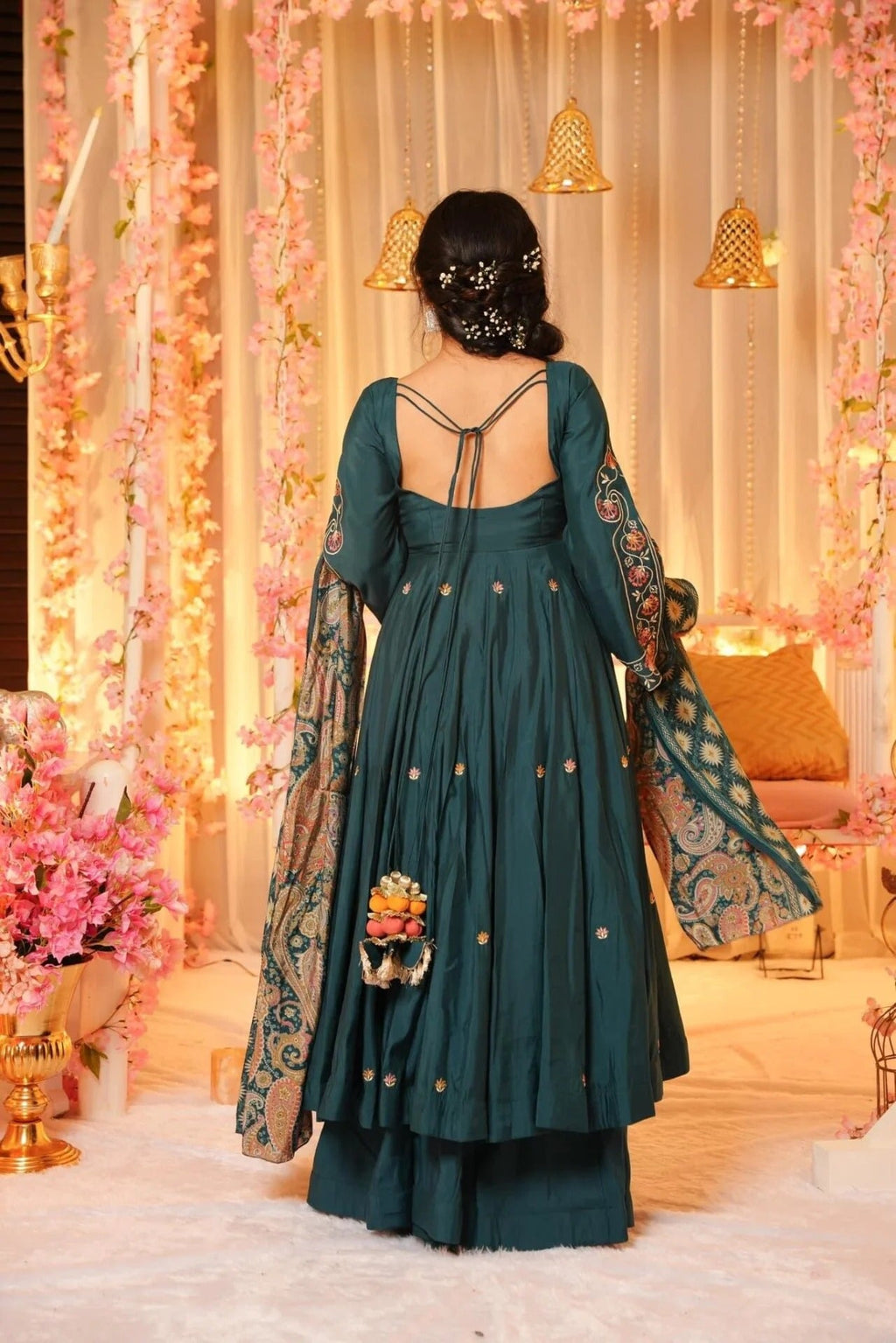 Teal Green Chanderi Kurta Sharara Set with Dupatta – Wedding & Festive Outfit