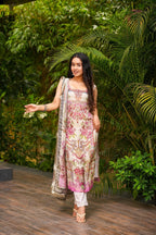 Ivory Kurta Set with Floral Dupatta – Elegant Festive Wear for Women