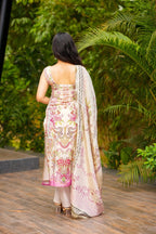 Ivory Kurta Set with Floral Dupatta – Elegant Festive Wear for Women