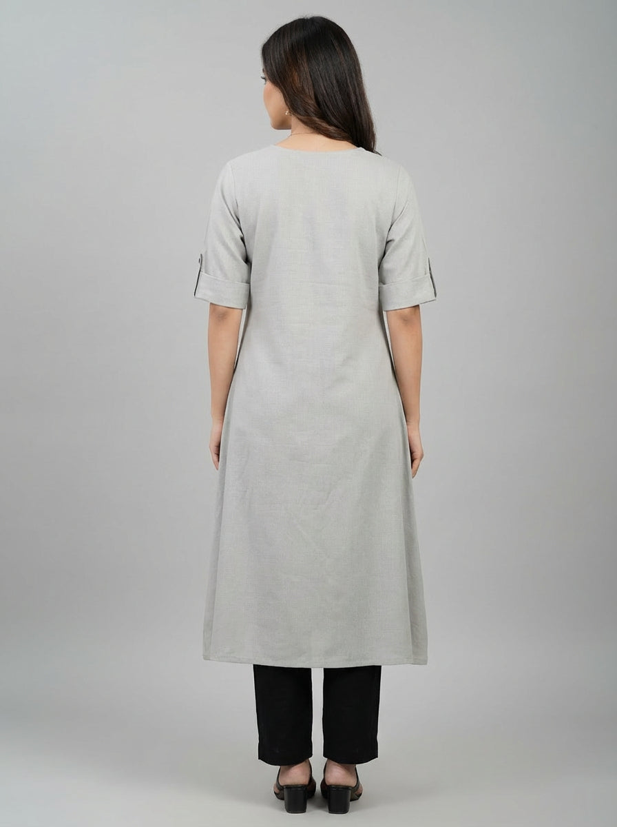 Women’s A-Line Kurti Tunic | Floral Print Ethnic Top with Front Button Design