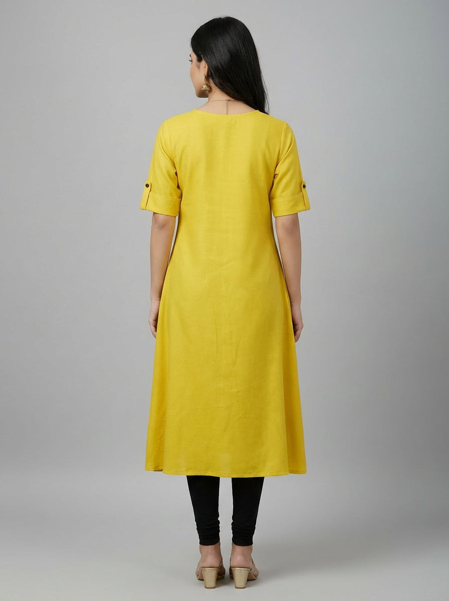 Women’s A-Line Kurti Tunic | Floral Print Ethnic Top with Front Button Design
