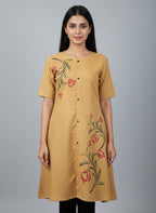 Women’s A-Line Kurti Tunic | Floral Print Ethnic Top with Front Button Design