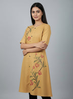 Women’s A-Line Kurti Tunic | Floral Print Ethnic Top with Front Button Design