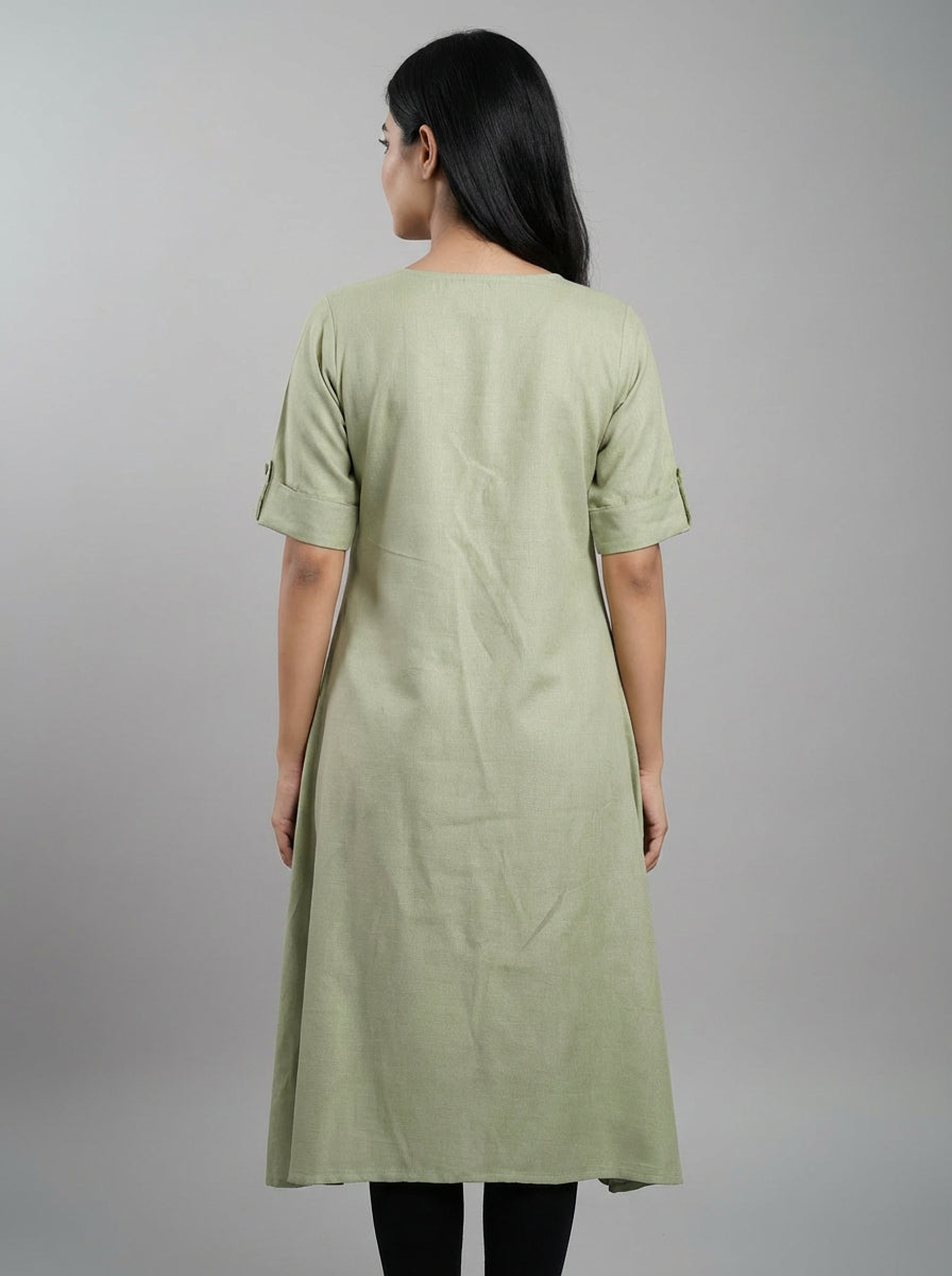 Women’s A-Line Kurti Tunic | Floral Print Ethnic Top with Front Button Design