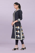 Designer Women’s Kurti Dress | Elegant A-Line Ethnic Wear with Elephant Print