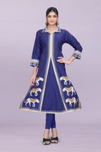 Designer Women’s Kurti Dress | Elegant A-Line Ethnic Wear with Elephant Print