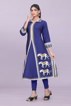 Designer Women’s Kurti Dress | Elegant A-Line Ethnic Wear with Elephant Print