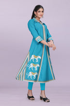 Designer Women’s Kurti Dress | Elegant A-Line Ethnic Wear with Elephant Print