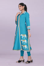 Designer Women’s Kurti Dress | Elegant A-Line Ethnic Wear with Elephant Print