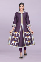 Designer Women’s Kurti Dress | Elegant A-Line Ethnic Wear with Elephant Print