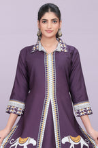 Designer Women’s Kurti Dress | Elegant A-Line Ethnic Wear with Elephant Print