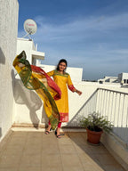 Women's Cotton Silk Dress Material with Green Woven Border & Pink Dupatta | Traditional Ethnic Suit Set