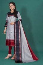 Women's Cotton Silk Dress Material with Green Woven Border & Pink Dupatta | Traditional Ethnic Suit Set