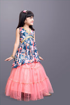 Girls Festive & Party Kurta and Skirt Set