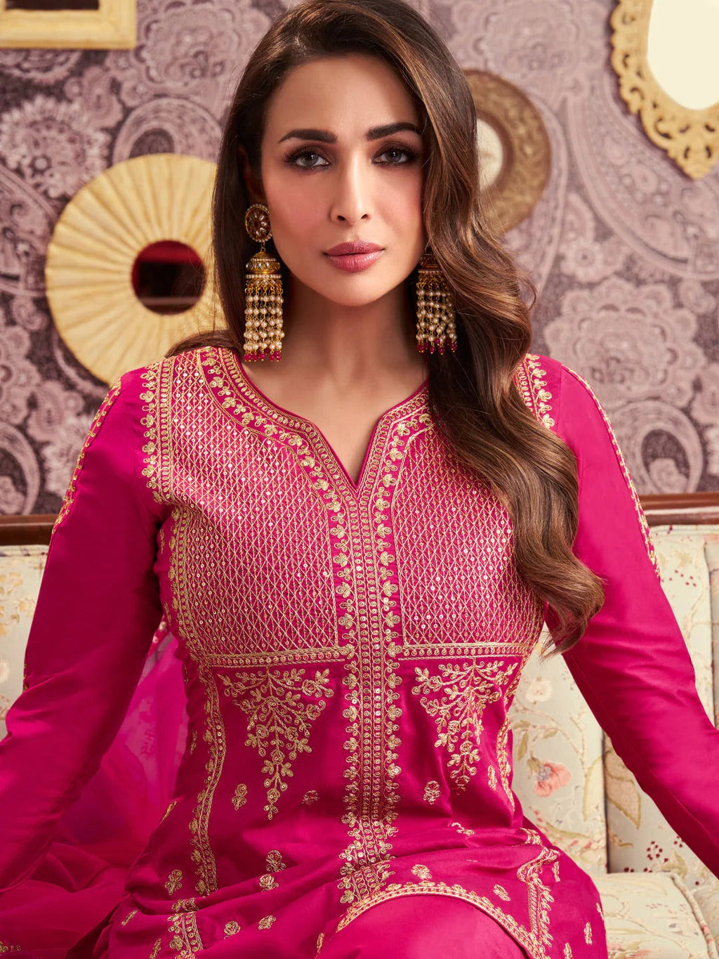 Hot Pink Sharara Suit with Dupatta – Embroidered Festive & Wedding Outfit