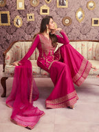 Hot Pink Sharara Suit with Dupatta – Embroidered Festive & Wedding Outfit