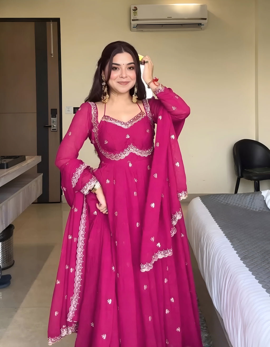 Embroidered Georgette Anarkali Suit with Dupatta – Party & Festive Wear