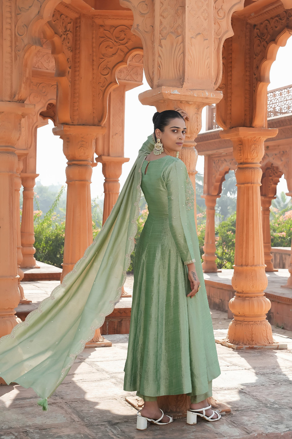 Mint Green Anarkali Suit Set for Women – Festive & Party Wear