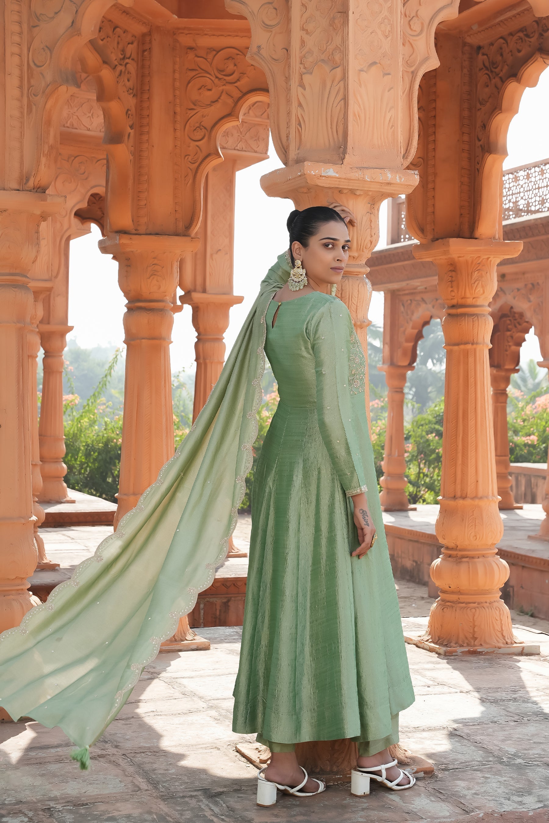 Mint Green Anarkali Suit Set for Women – Festive & Party Wear